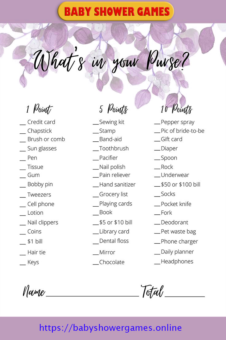 What's in Your Purse Baby Shower Game